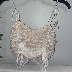 Dainty cotton candy LA lace and nude tank top